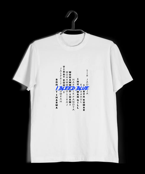 I Bleed Blue Player Names Cricket     Mens TShirts